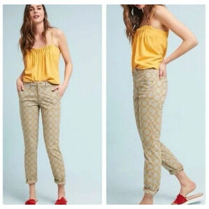 Chino by Anthropologie Relaxed Fit Embroidered Circle Pattern Pants Size 32